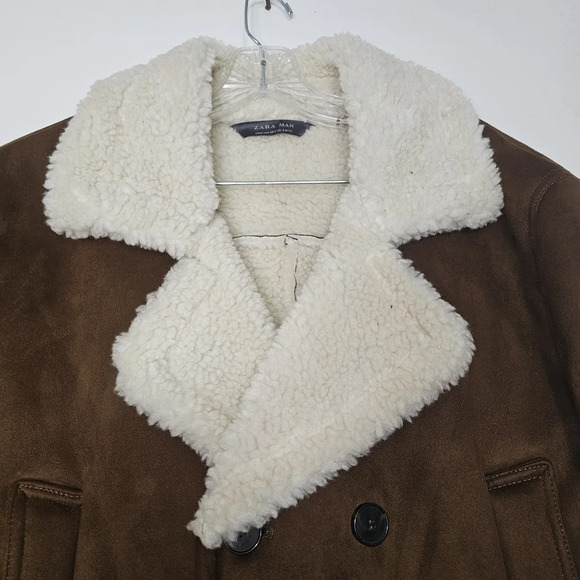 Zara Men faux sherpa winter coat size XLarge - Picture 2 of 12